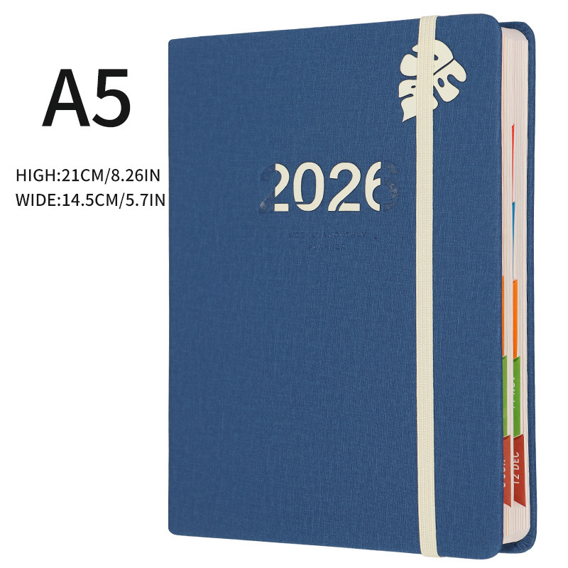 Dnevnik 2026 – dnevni planer s jednim listom za dan, Yishuo, kožni omot od lažne kože, šivanje poveza, kraft papir 80 g, više od 400 stranica