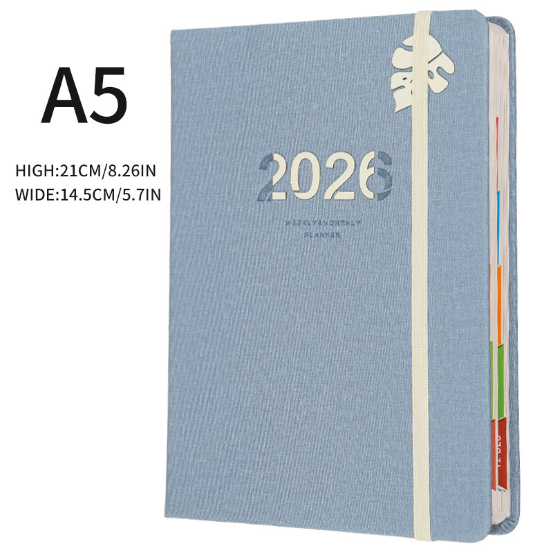 Dnevnik 2026 – dnevni planer s jednim listom za dan, Yishuo, kožni omot od lažne kože, šivanje poveza, kraft papir 80 g, više od 400 stranica