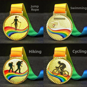 Medaila pre súťažné podujatie zručností a teambuildingu, zliatina, zlaté pokovenie, tlačené logo, prispôsobiteľné