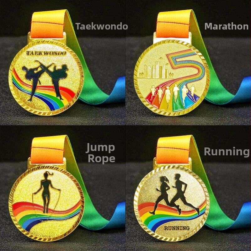 Medaila pre súťažné podujatie zručností a teambuildingu, zliatina, zlaté pokovenie, tlačené logo, prispôsobiteľné