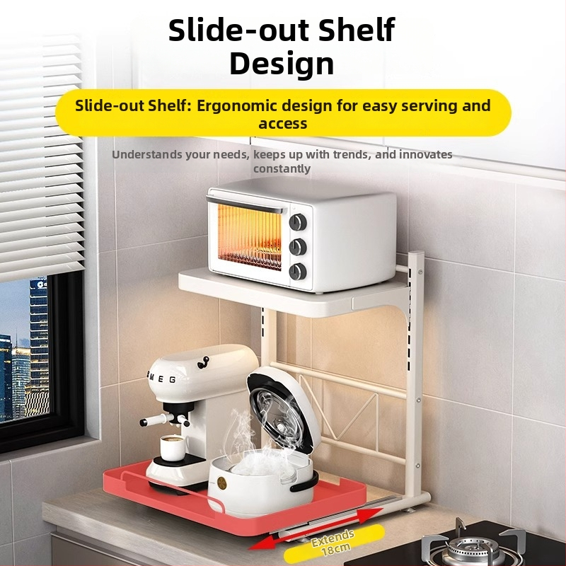 Izťahovateľný stolný stojan pre kuchynské spotrebiče — Kov, moderný minimalistický štýl, Model 1, prispôsobené vzorky, vhodný pre rice cooker, mikrovlnnú rúru a rúru