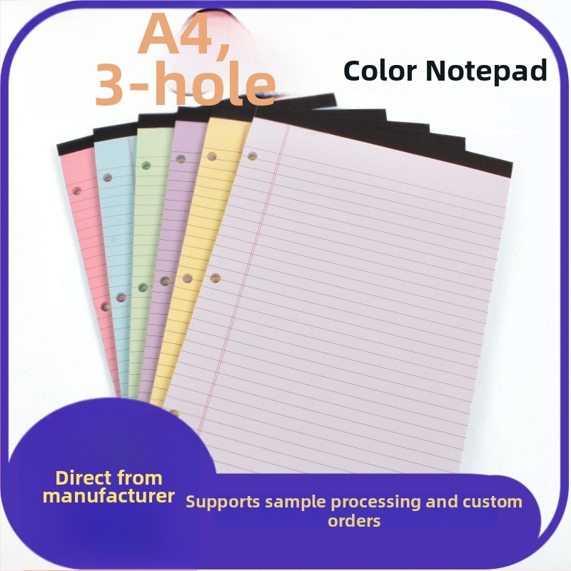 Bilježnica s listovima za slobodan list, američki trorupni uvez s tri rupe, linijske unutarnje stranice, papir 70 g/m2