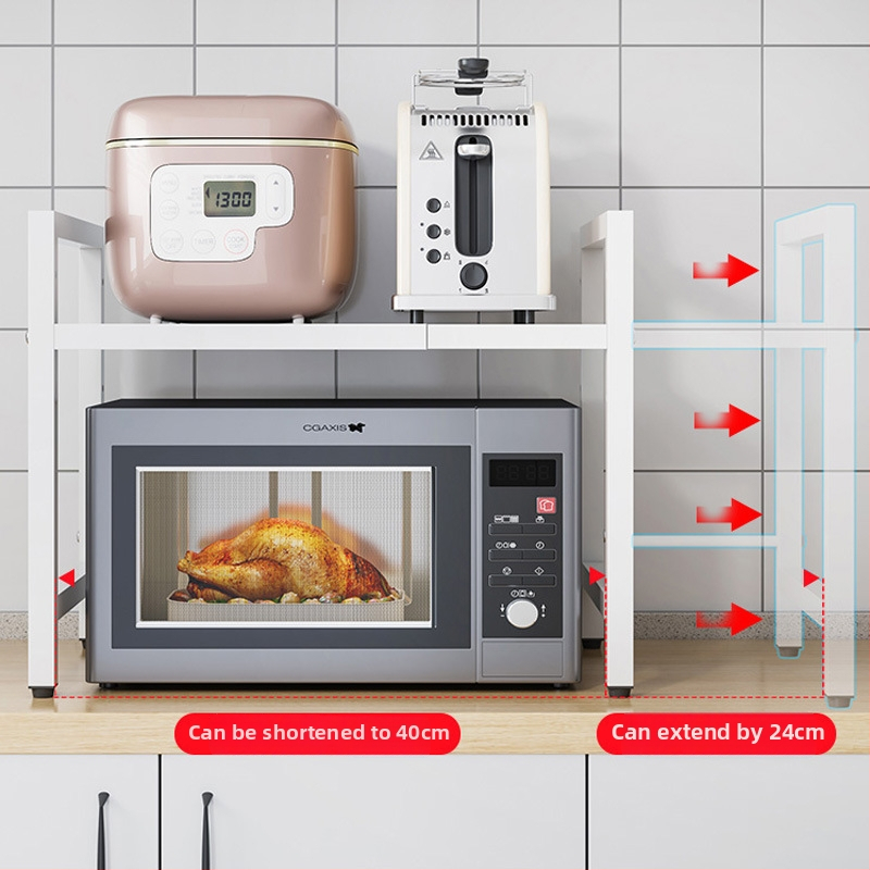 Rozťahovací kovový stojan na mikrovlnnú rúru do kuchyne – organizér na dosku, model T18 – moderný minimalistický dizajn, vhodný pre rúru, hrniec na ryžu a fritézu na vzduch