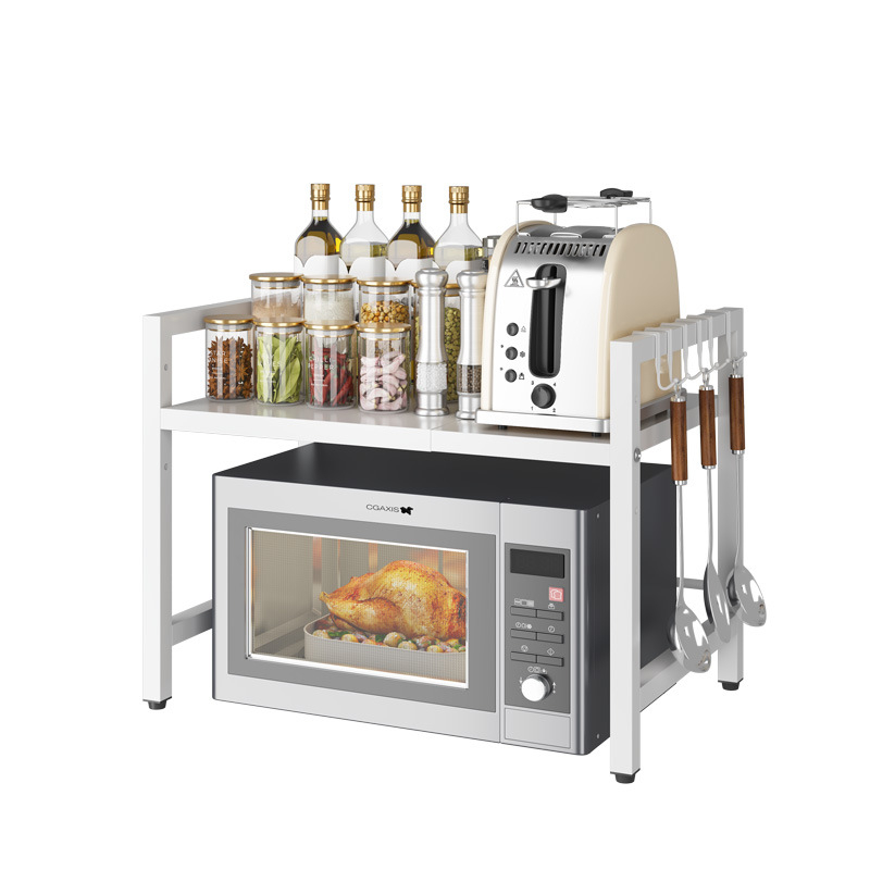 Rozťahovací kovový stojan na mikrovlnnú rúru do kuchyne – organizér na dosku, model T18 – moderný minimalistický dizajn, vhodný pre rúru, hrniec na ryžu a fritézu na vzduch