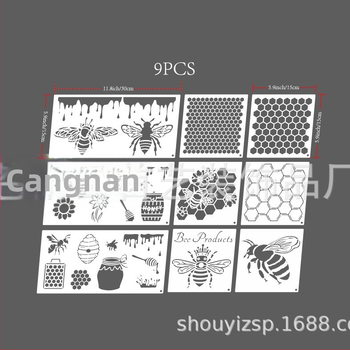 10 kom šablona za crtanje s hexagonalnim ćelijama pčelinjeg saća – plastika, moderni minimalistički stil, ručna izrada – Brand First art