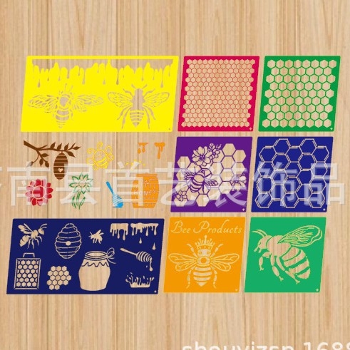 10 kom šablona za crtanje s hexagonalnim ćelijama pčelinjeg saća – plastika, moderni minimalistički stil, ručna izrada – Brand First art