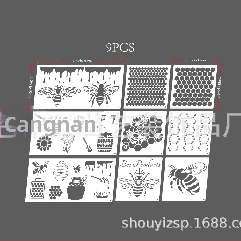 10 kom šablona za crtanje s hexagonalnim ćelijama pčelinjeg saća – plastika, moderni minimalistički stil, ručna izrada – Brand First art