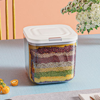 Cutie de depozitare a orezului cu etanșare, rezistență la umezeală și insecte; material PP+PET; capacitate 4–5 L; stil modern minimalist