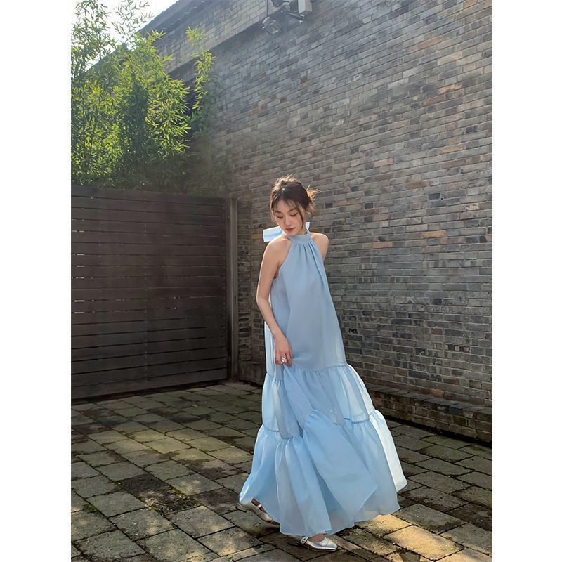 rochie în linie A, poliester solid, talie înaltă, lungime midi