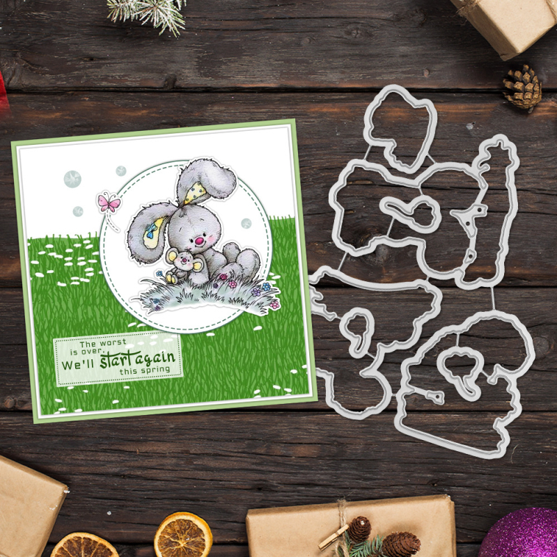 Silikonska reljefna matrica za ukrašavanje torbi, motiv zeko i miš, materijal: karbonstahl i silikon, lijevanje