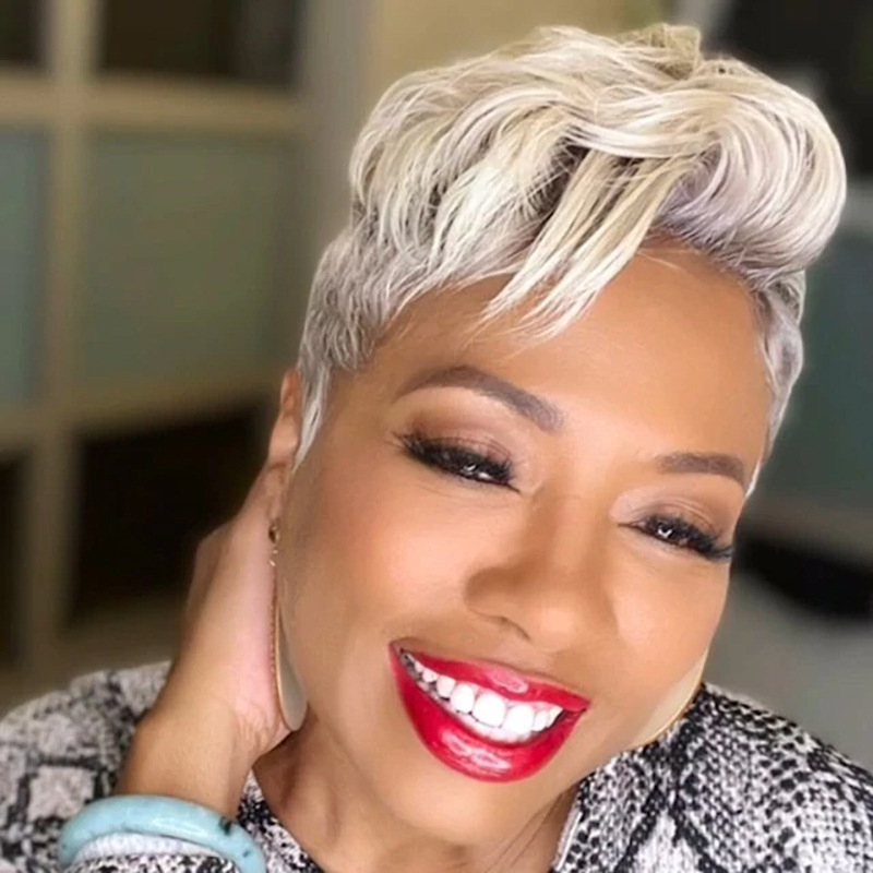 Perucă pentru femei, model w-8003, fibre rezistente la temperatură, breton oblic, schimbă coafura