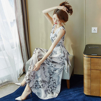 Rochie boemă de plajă, midi, guler POLO, mâneci prințese 3/4, țesătură TR, PVC