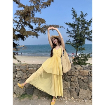 Rochie iluzie din două părți, lungă în linie A, decolteu pătrat, fără mâneci, poliester