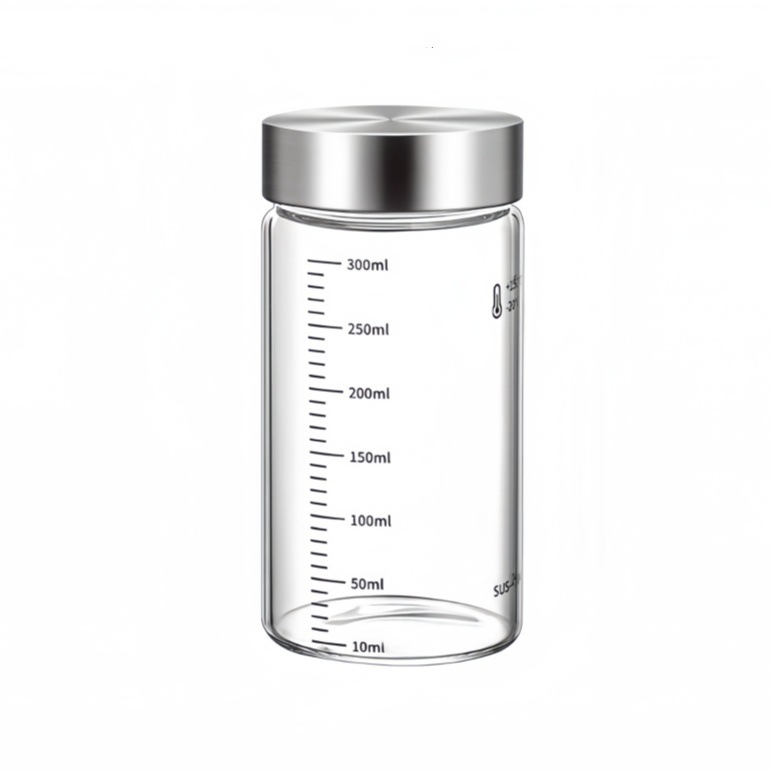 Staklena hermetički zatvorena posuda za hranu, mikrovalna sigurnost, 301-500 ml, okrugli oblik, za tekućine kineske medicine