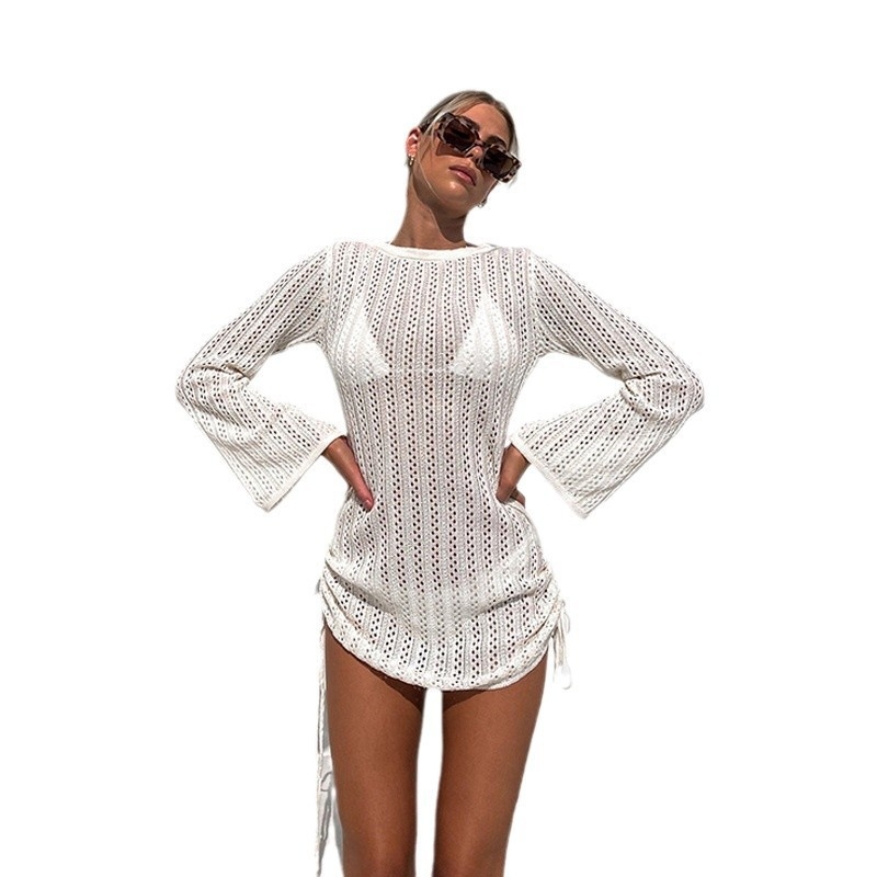 rochie dintr-o singură piesă, decupaje, bretele laterale, guler rotund, fără spate, poliester