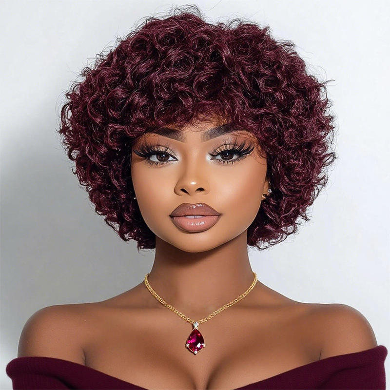 Perucă scurtă bucle, în stil de vedetă, model A-2300, fir de înaltă temperatură, mecanism de prelucrare