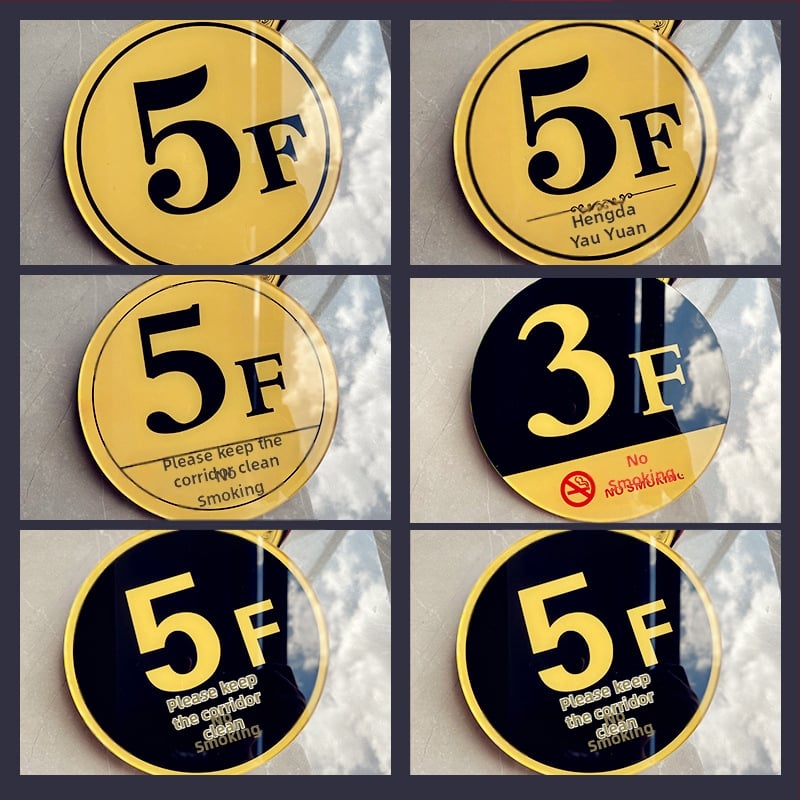 Akrilna podna pločica za označavanje podova – prilagodljiva UV tiskom (Materijal: Akril; Prilagodba: Da; Tisak: UV; Namjena: Označavanje podova)