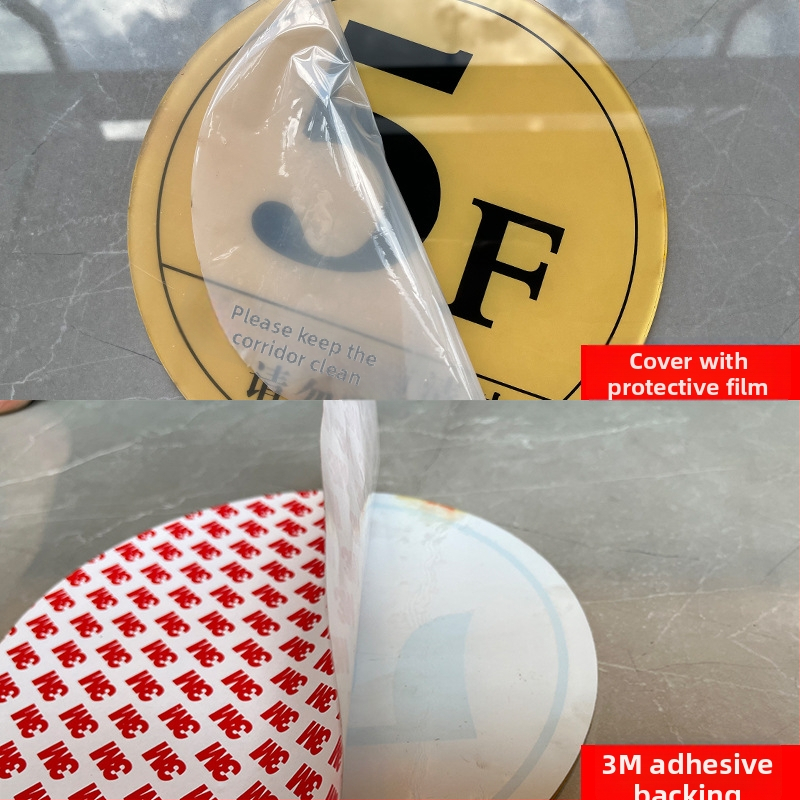 Akrilna podna pločica za označavanje podova – prilagodljiva UV tiskom (Materijal: Akril; Prilagodba: Da; Tisak: UV; Namjena: Označavanje podova)