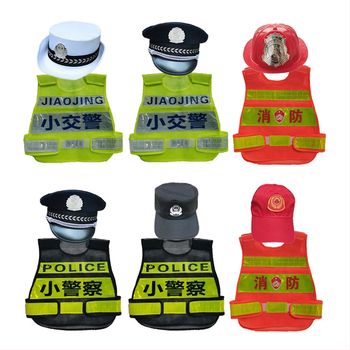 Dječji policijski kostim s kapom i prslukom, kamuflažni uzorak – unisex za scensku upotrebu (Materijal: 98% poliester; Sigurnosna razina: Klasa A; Godina lansiranja: proljeće 2021; Prikladno za dob: 8+)