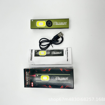 LED мини фенерче с ръчно презареждане, алуминиево тяло, 450 mAh батерия, магнитна работна светлина, лазерен указател