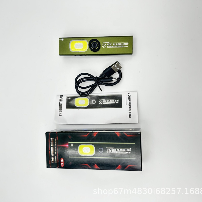 LED мини фенерче с ръчно презареждане, алуминиево тяло, 450 mAh батерия, магнитна работна светлина, лазерен указател