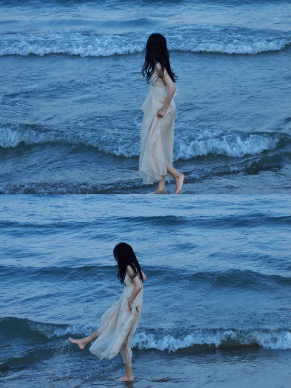 rochie midi de plajă cu bretele, fără mâneci, poliester, stil chinezesc, vară 2024