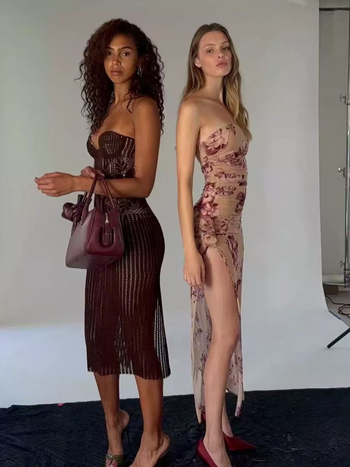 rochie cu imprimeu floral retro, poliester, lungime midi, fără guler, fără mâneci