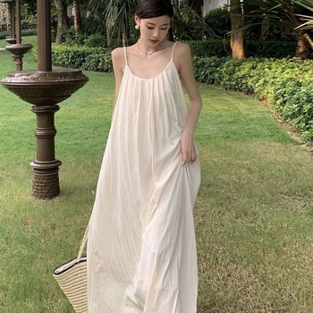 Rochie lungă, poliester, guler rotund, fără mâneci, stil literar retro chinezesc