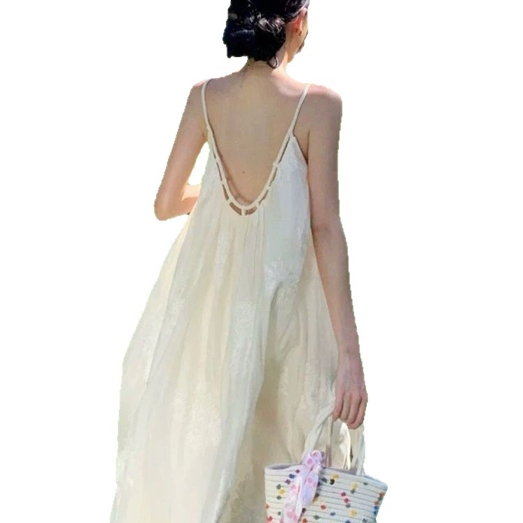 Rochie lungă, poliester, guler rotund, fără mâneci, stil literar retro chinezesc