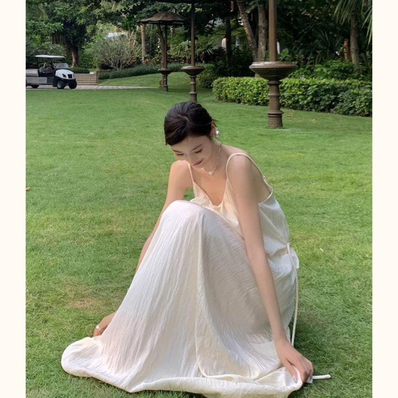 Rochie lungă, poliester, guler rotund, fără mâneci, stil literar retro chinezesc