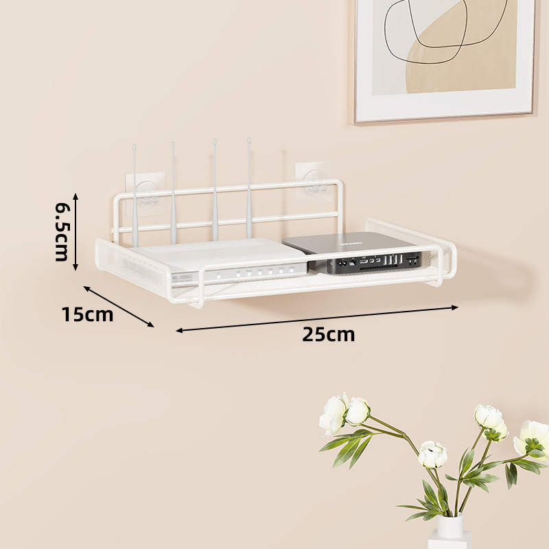 Suport de perete multifuncțional pentru TV box, proiector și router – fier, 2 niveluri, stil modern minimalist
