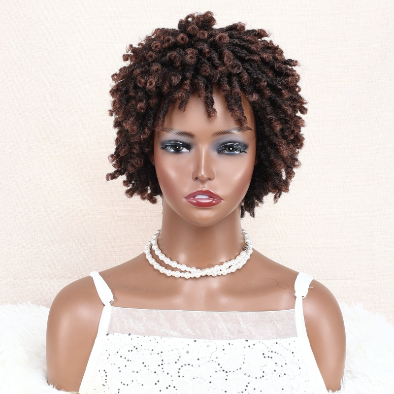 Afro paróka dreadlockokkal, puhán göndör műszálból, hőálló, etnikus stílus, teljes fejfedés; nem festhető és nem lehet permelni