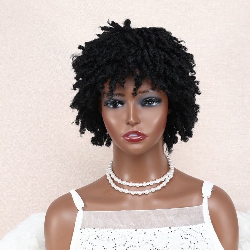 Afro paróka dreadlockokkal, puhán göndör műszálból, hőálló, etnikus stílus, teljes fejfedés; nem festhető és nem lehet permelni