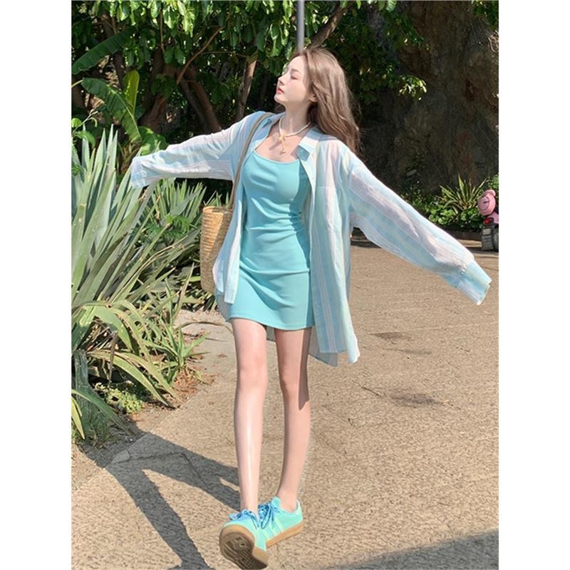 Set două piese boho pentru plajă, rochie Fairy Dress pe țesătură TR mercerizată, model 3D