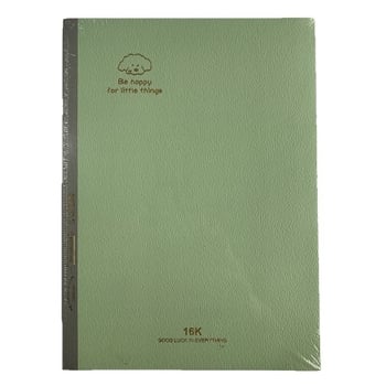 Caiet cu legare fără sârmă; hârtie 80 g din pulpă brută de lemn; 50–100 pagini