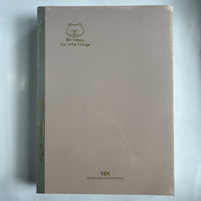 Caiet cu legare fără sârmă; hârtie 80 g din pulpă brută de lemn; 50–100 pagini