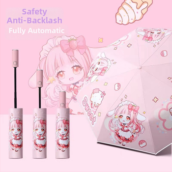 Παιδική ομπρέλα τρίφυλλη με cartoon σχέδιο, Αυτόματο άνοιγμα, 8 ατσάλινοι ράβδοι, ύφασμα 190T