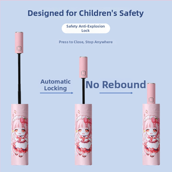 Παιδική ομπρέλα τρίφυλλη με cartoon σχέδιο, Αυτόματο άνοιγμα, 8 ατσάλινοι ράβδοι, ύφασμα 190T