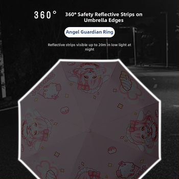 Παιδική ομπρέλα τρίφυλλη με cartoon σχέδιο, Αυτόματο άνοιγμα, 8 ατσάλινοι ράβδοι, ύφασμα 190T