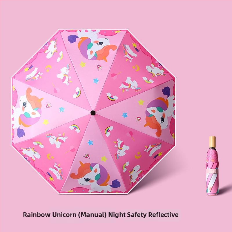 Παιδική ομπρέλα τρίφυλλη με cartoon σχέδιο, Αυτόματο άνοιγμα, 8 ατσάλινοι ράβδοι, ύφασμα 190T