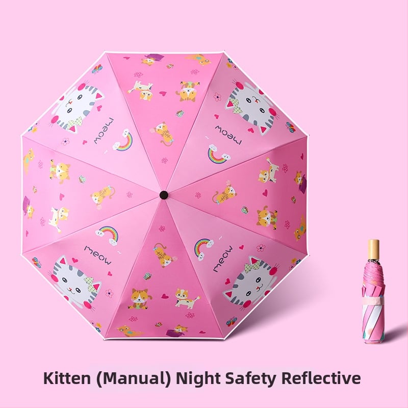 Παιδική ομπρέλα τρίφυλλη με cartoon σχέδιο, Αυτόματο άνοιγμα, 8 ατσάλινοι ράβδοι, ύφασμα 190T