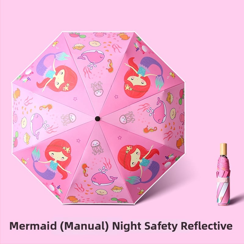 Παιδική ομπρέλα τρίφυλλη με cartoon σχέδιο, Αυτόματο άνοιγμα, 8 ατσάλινοι ράβδοι, ύφασμα 190T