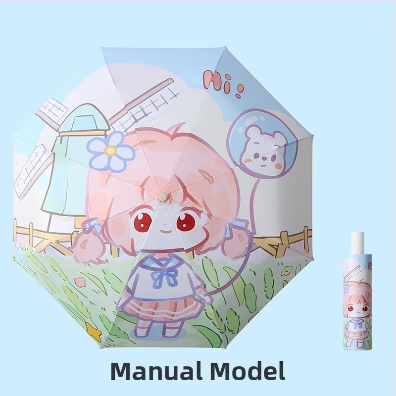 Παιδική ομπρέλα τρίφυλλη με cartoon σχέδιο, Αυτόματο άνοιγμα, 8 ατσάλινοι ράβδοι, ύφασμα 190T