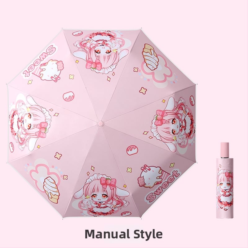 Παιδική ομπρέλα τρίφυλλη με cartoon σχέδιο, Αυτόματο άνοιγμα, 8 ατσάλινοι ράβδοι, ύφασμα 190T