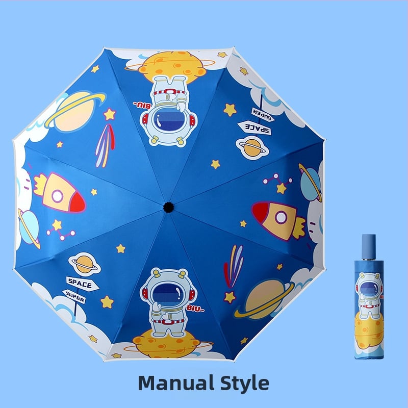 Παιδική ομπρέλα τρίφυλλη με cartoon σχέδιο, Αυτόματο άνοιγμα, 8 ατσάλινοι ράβδοι, ύφασμα 190T