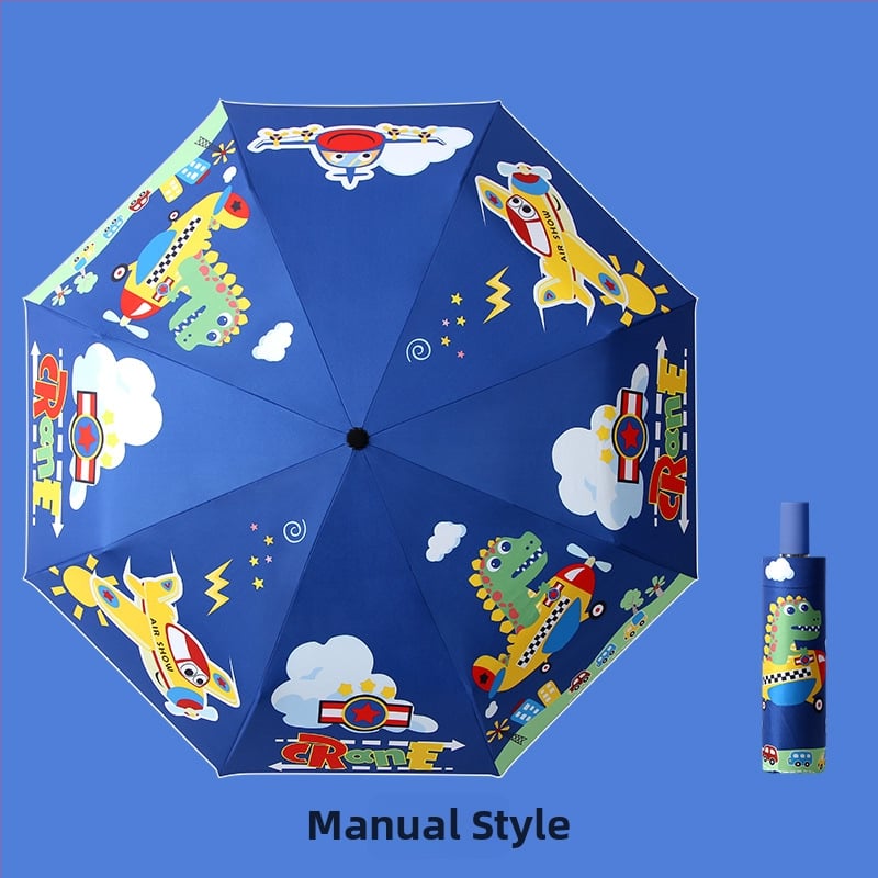 Παιδική ομπρέλα τρίφυλλη με cartoon σχέδιο, Αυτόματο άνοιγμα, 8 ατσάλινοι ράβδοι, ύφασμα 190T