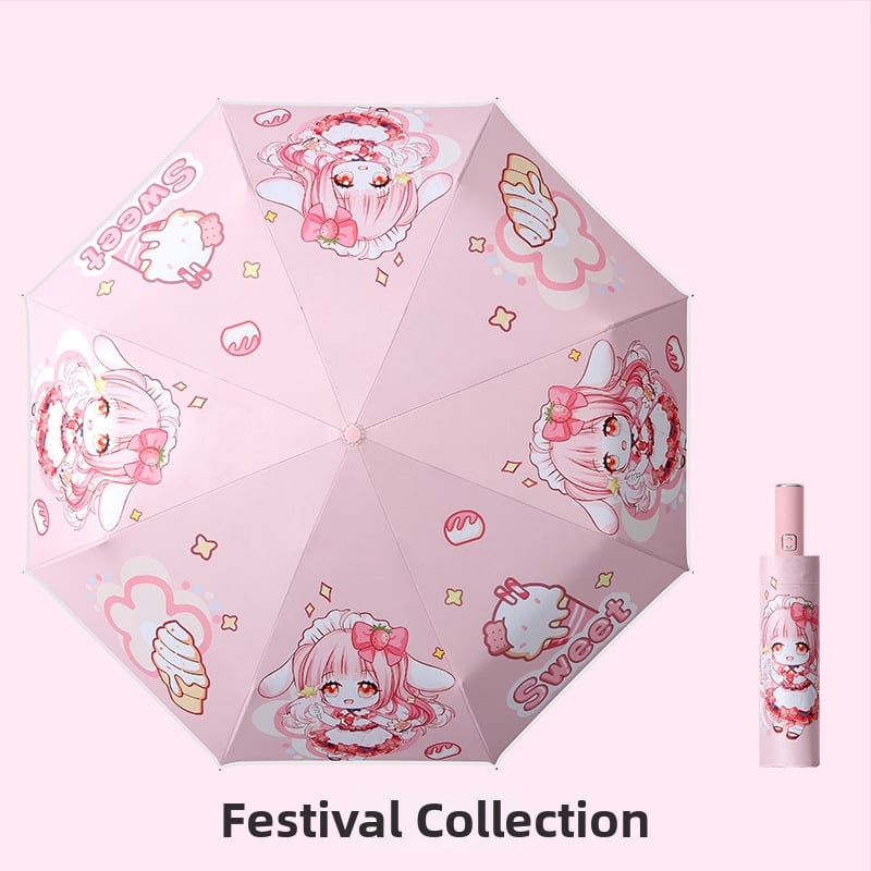 Παιδική ομπρέλα τρίφυλλη με cartoon σχέδιο, Αυτόματο άνοιγμα, 8 ατσάλινοι ράβδοι, ύφασμα 190T