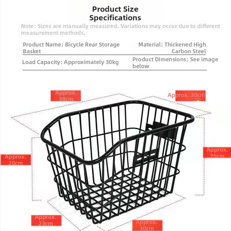 Zadný košík na bicykel, z železa, kompatibilný s batohmi
