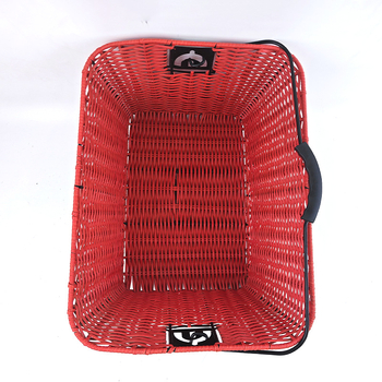 Μπροστινό καλάθι ποδηλάτου για ηλεκτρικά ποδήλατα, τετραγωνικά πλεκτό υλικό, ρετρό στυλ, μονοπλαίσιο 724 γρ