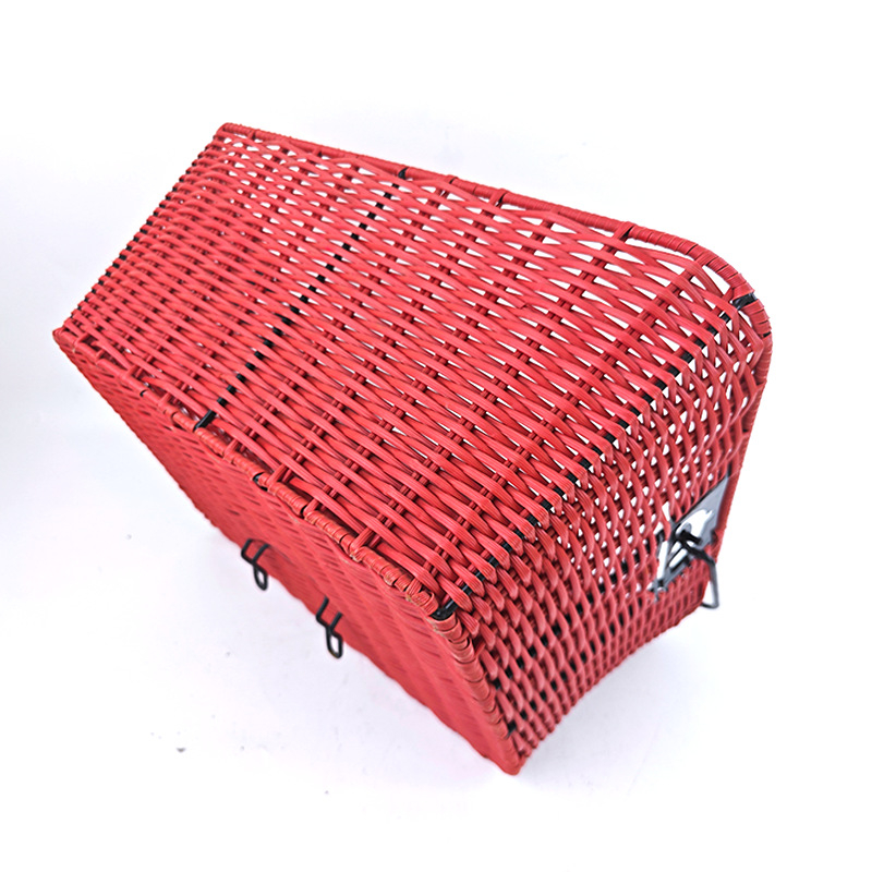 Μπροστινό καλάθι ποδηλάτου για ηλεκτρικά ποδήλατα, τετραγωνικά πλεκτό υλικό, ρετρό στυλ, μονοπλαίσιο 724 γρ